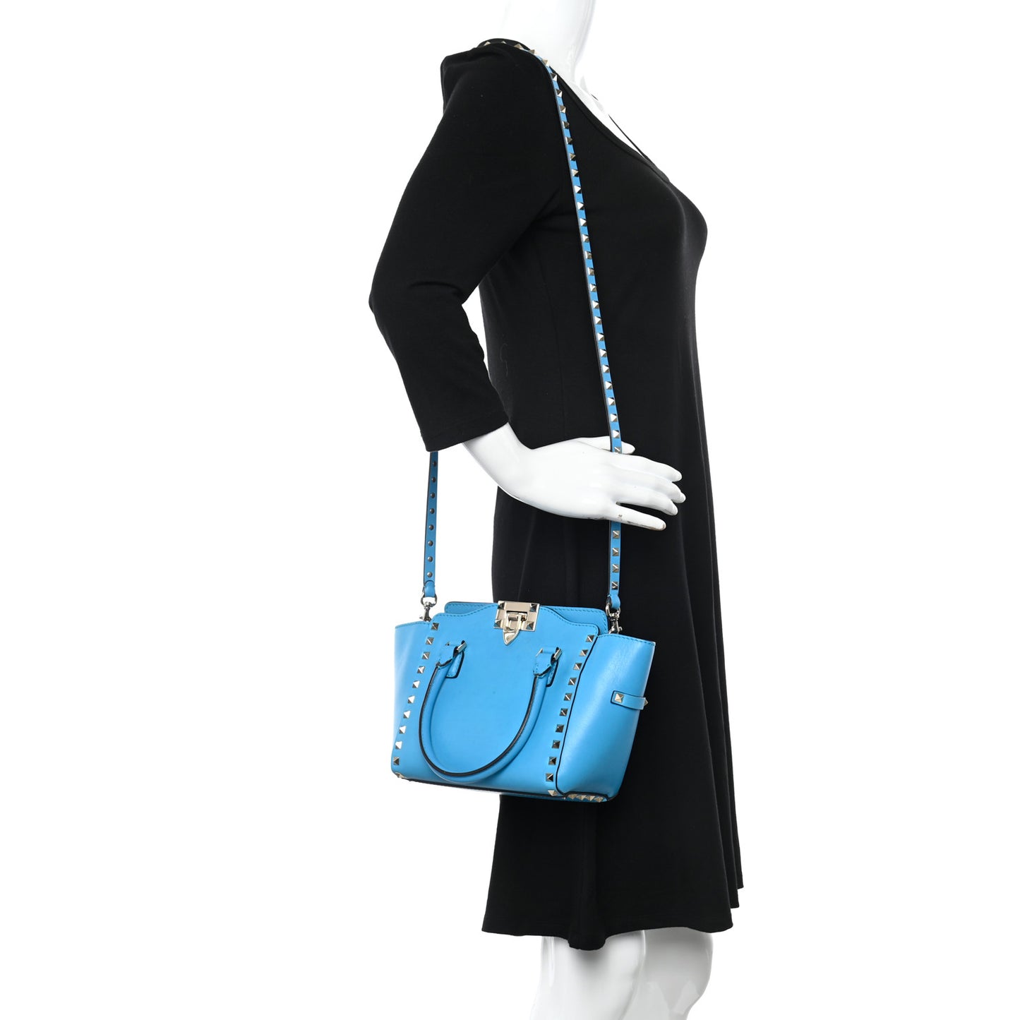 Vitello Small Rockstud Double Handle Tote Parrot
