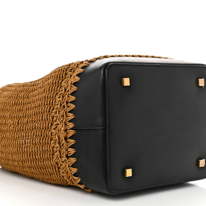 Saint Laurent Raffia Vegetable Le 37 Bucket Bag Natural Black 10 of 11