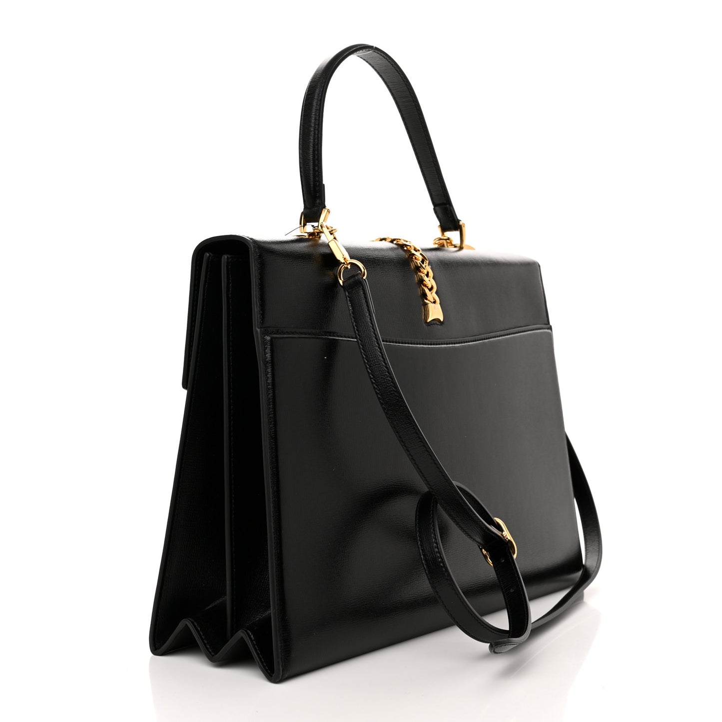Textured Calfskin Medium Sylvie 1969 Top Handle Bag Black