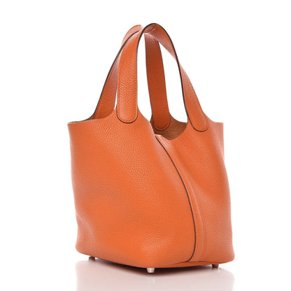 Hermes Taurillon Clemence Picotin Lock 22 MM Orange 3 of 7