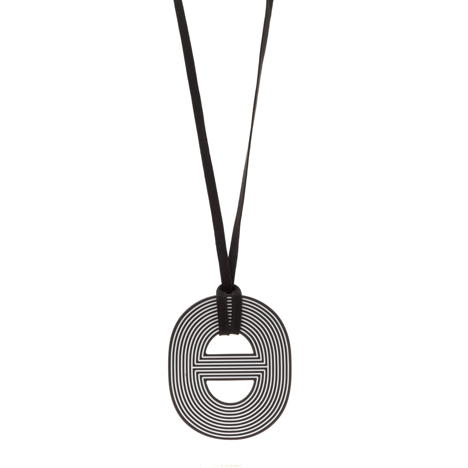 Hermes Lacquered Wood Fidelio Grave Necklace Black 2 of 5