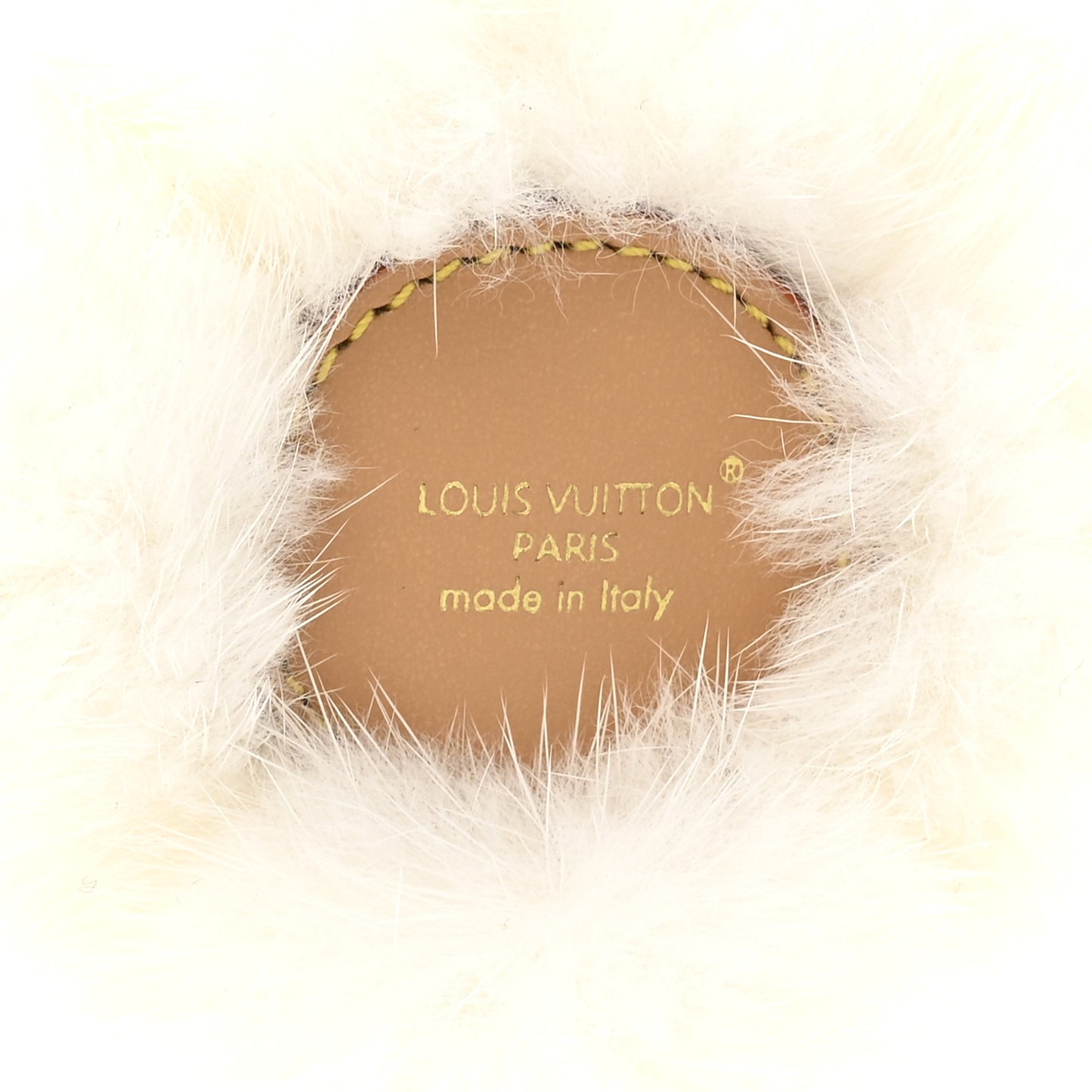 Calfskin Mink Fur Vivienne Bag Charm Key Holder White