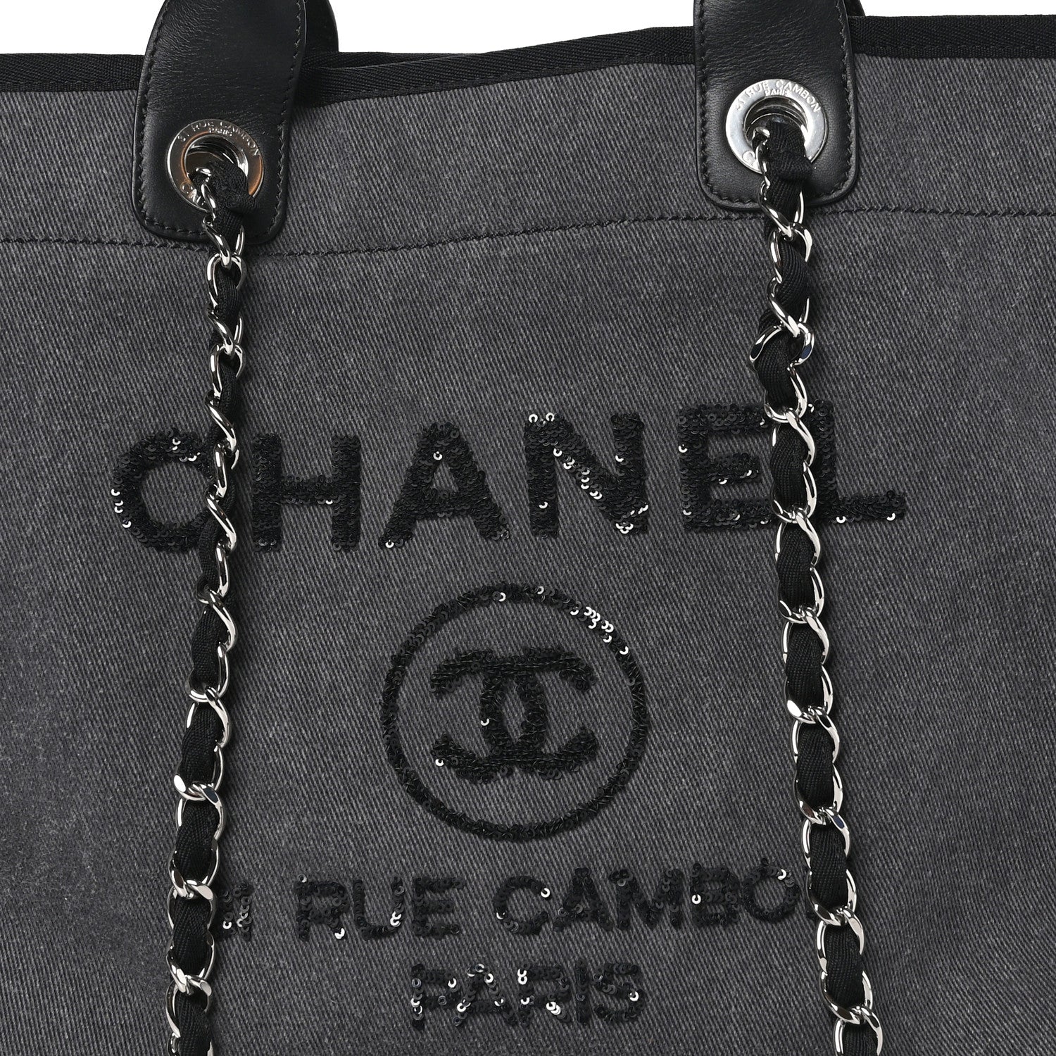 Chanel Canvas Sequin Medium Deauville Tote Charcoal 8 of 10