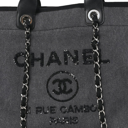 Chanel Canvas Sequin Medium Deauville Tote Charcoal 8 of 10