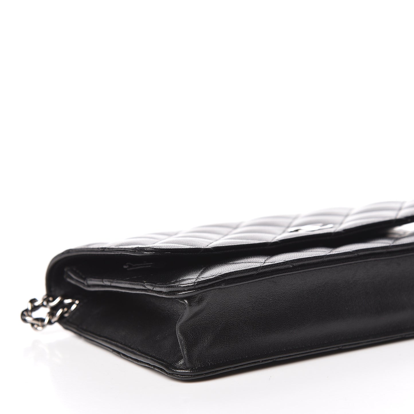 Lambskin Quilted Wallet On Chain WOC Black