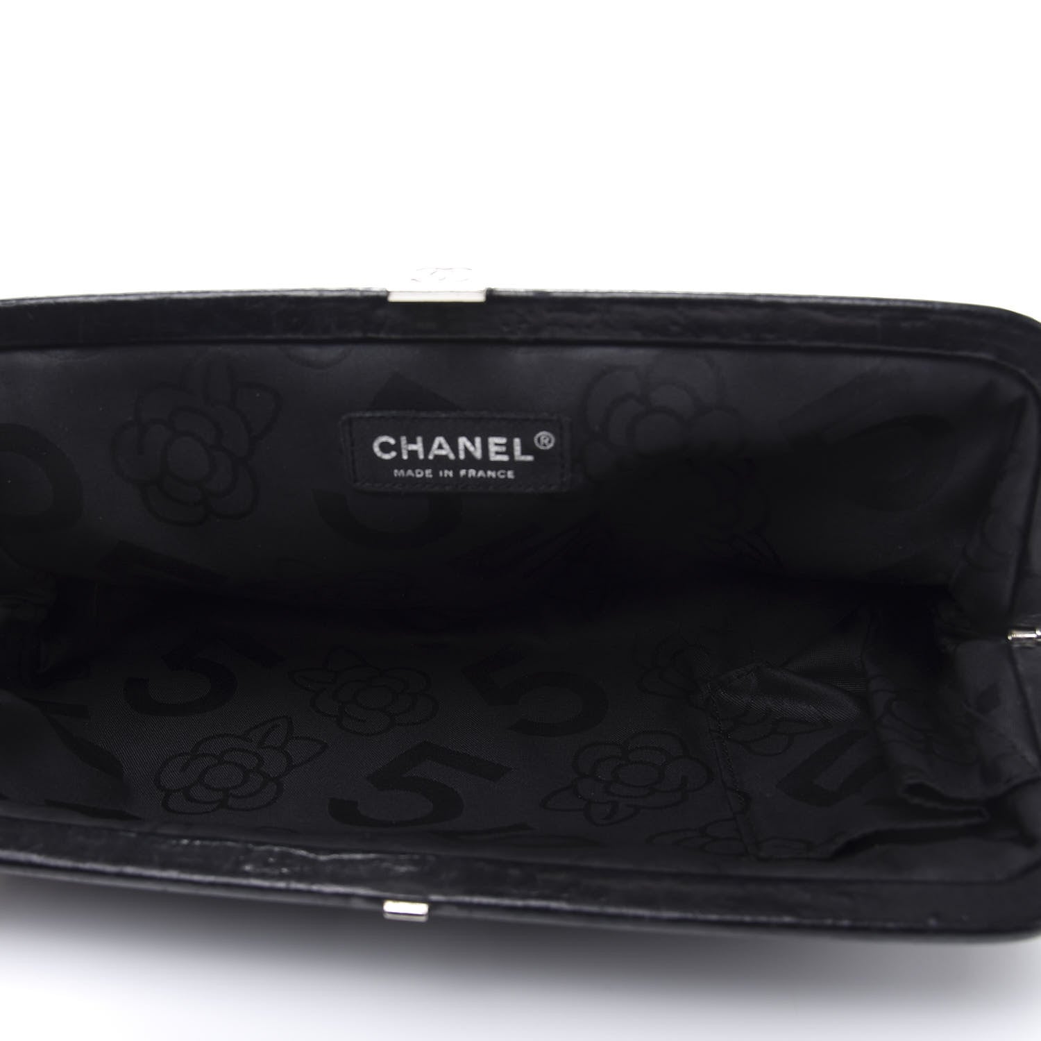 Chanel Lambskin Vertical Quilted Mademoiselle Clutch Black 5 of 10