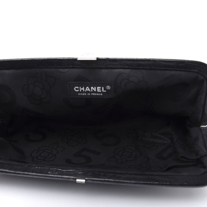 Chanel Lambskin Vertical Quilted Mademoiselle Clutch Black 5 of 10
