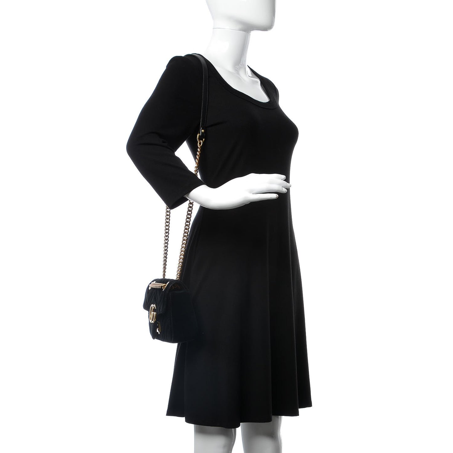 Velvet Matelasse Mini GG Marmont Shoulder Bag Black