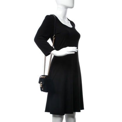 Gucci Velvet Matelasse Mini GG Marmont Shoulder Bag Black 2 of 8