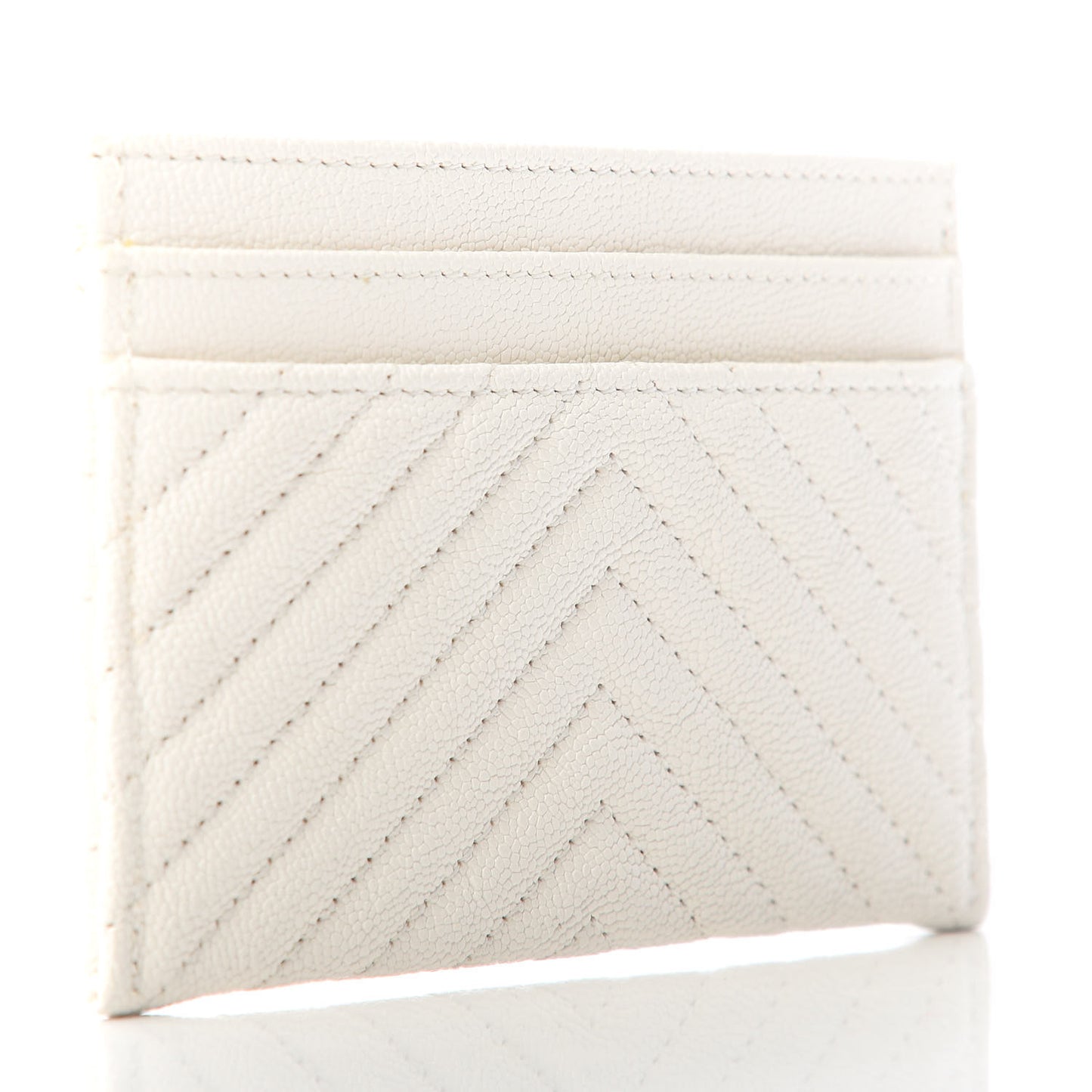 Caviar Chevron Quilted Boy Card Holder White