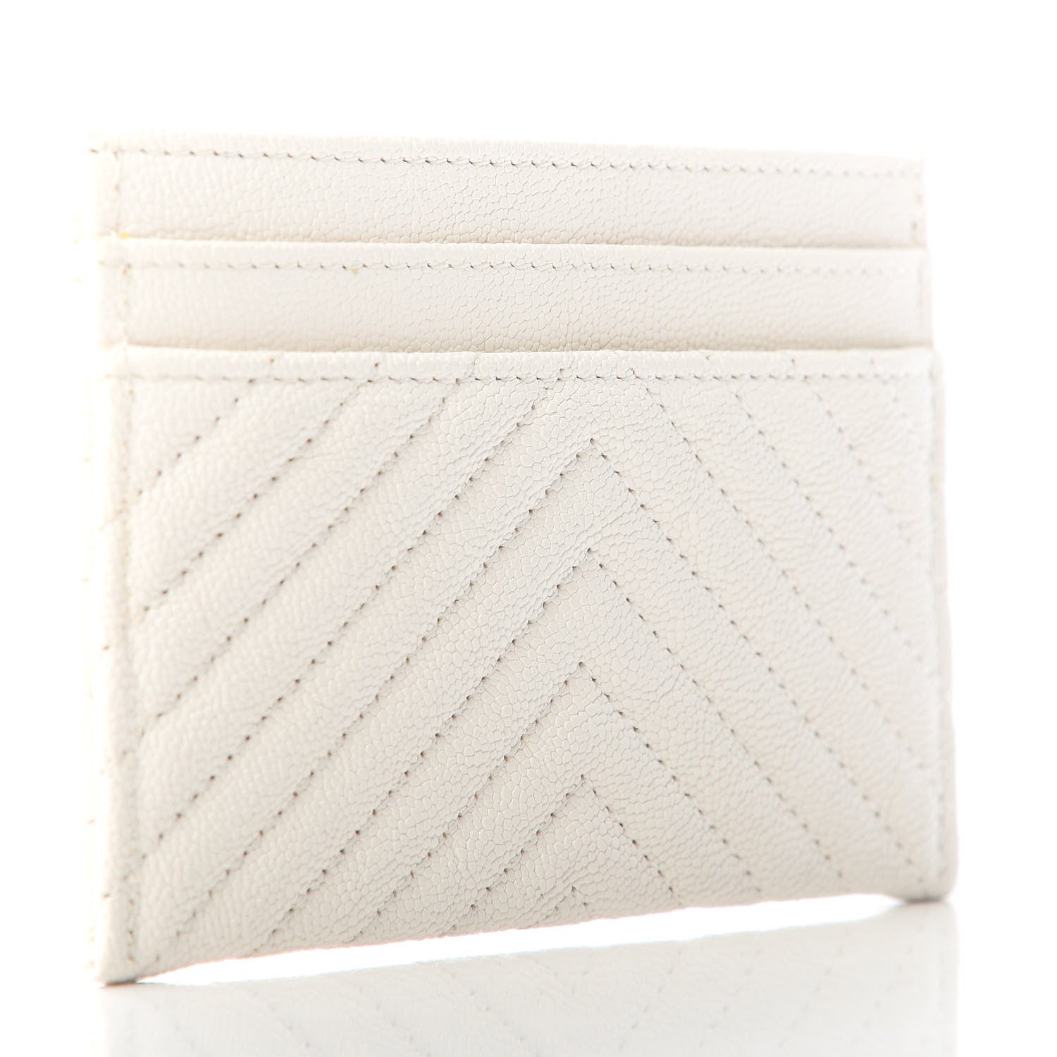 Chanel Caviar Chevron Quilted Boy Card Holder White 3 of 9