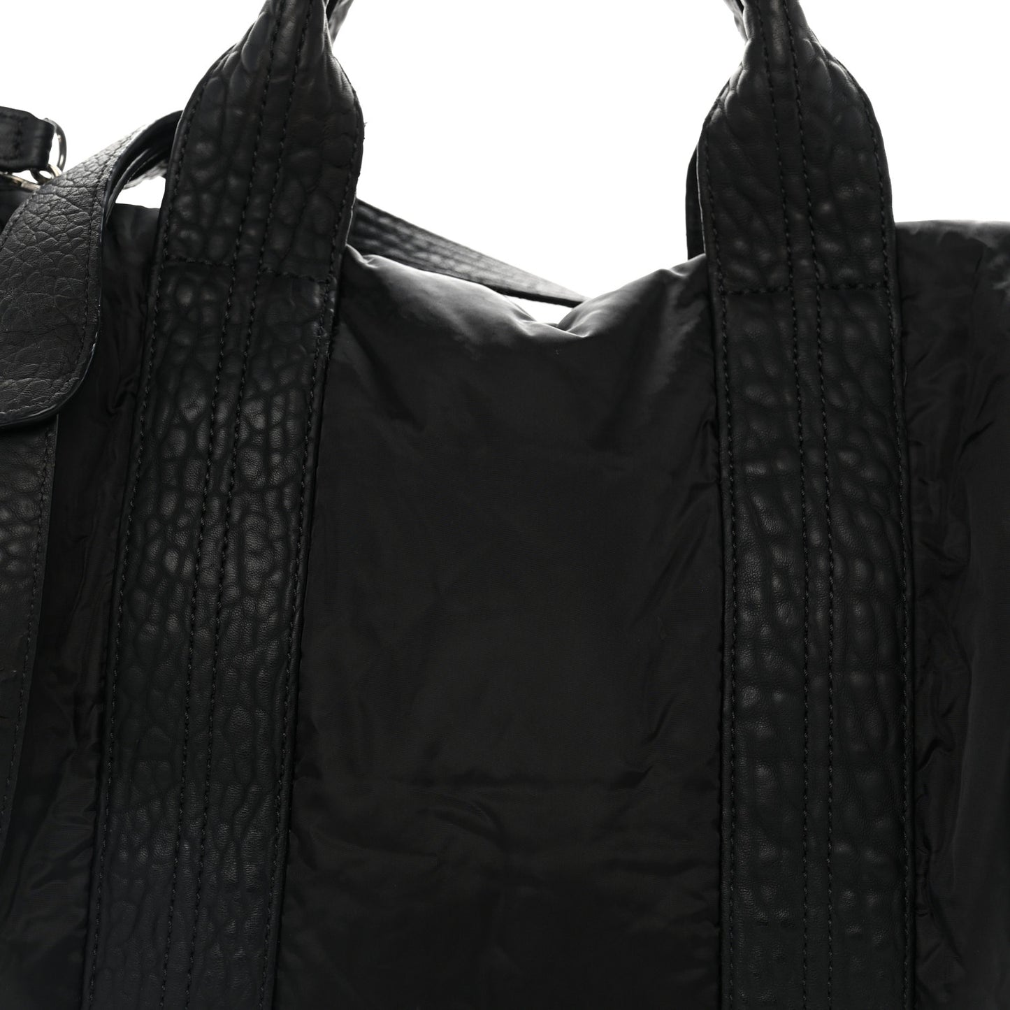 Nylon Pebbled Lambskin Rocco Nickel Hardware Black