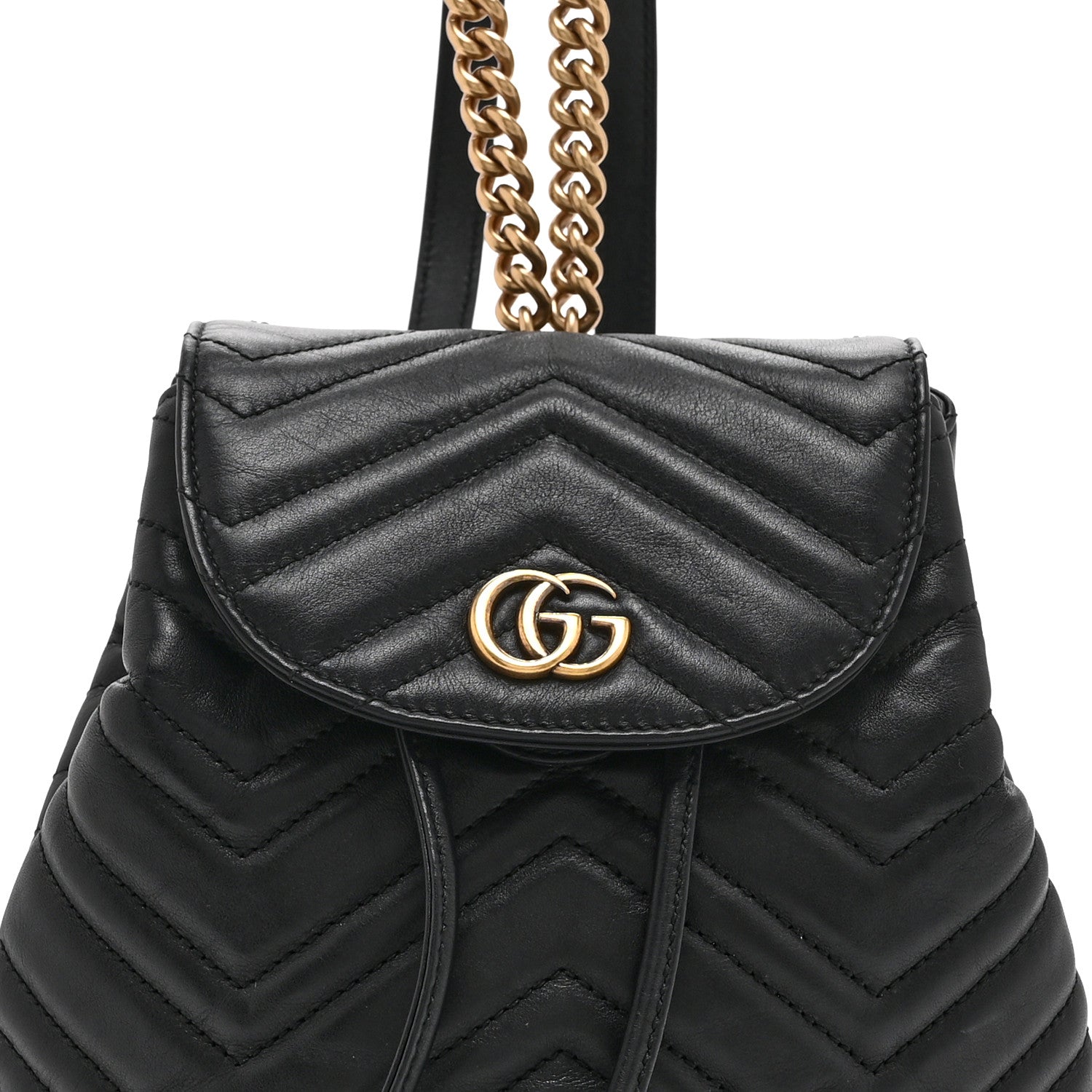 Gucci Calfskin Matelasse GG Marmont Flap Backpack Black 9 of 11