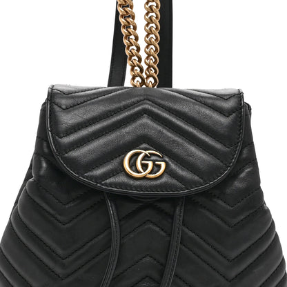Gucci Calfskin Matelasse GG Marmont Flap Backpack Black 9 of 11