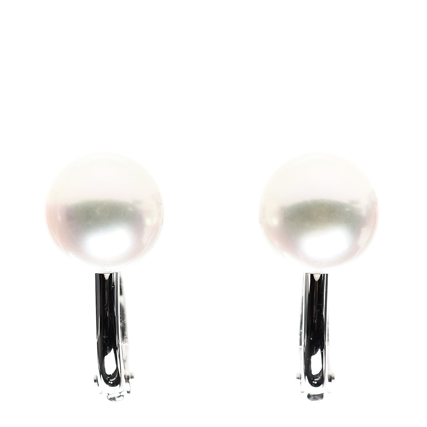 18K White Gold Akoya Pearl 8.5mm Screw Back Earrings