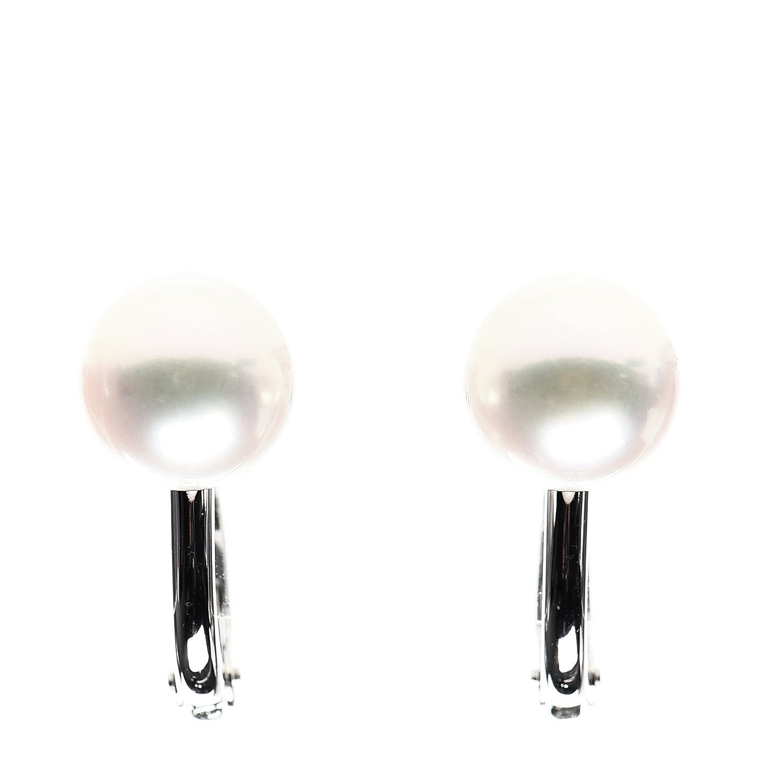 Mikimoto 18K White Gold Akoya Pearl 8.5mm Screw Back Earrings 1 of 4