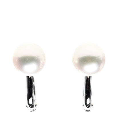 Mikimoto 18K White Gold Akoya Pearl 8.5mm Screw Back Earrings 1 of 4