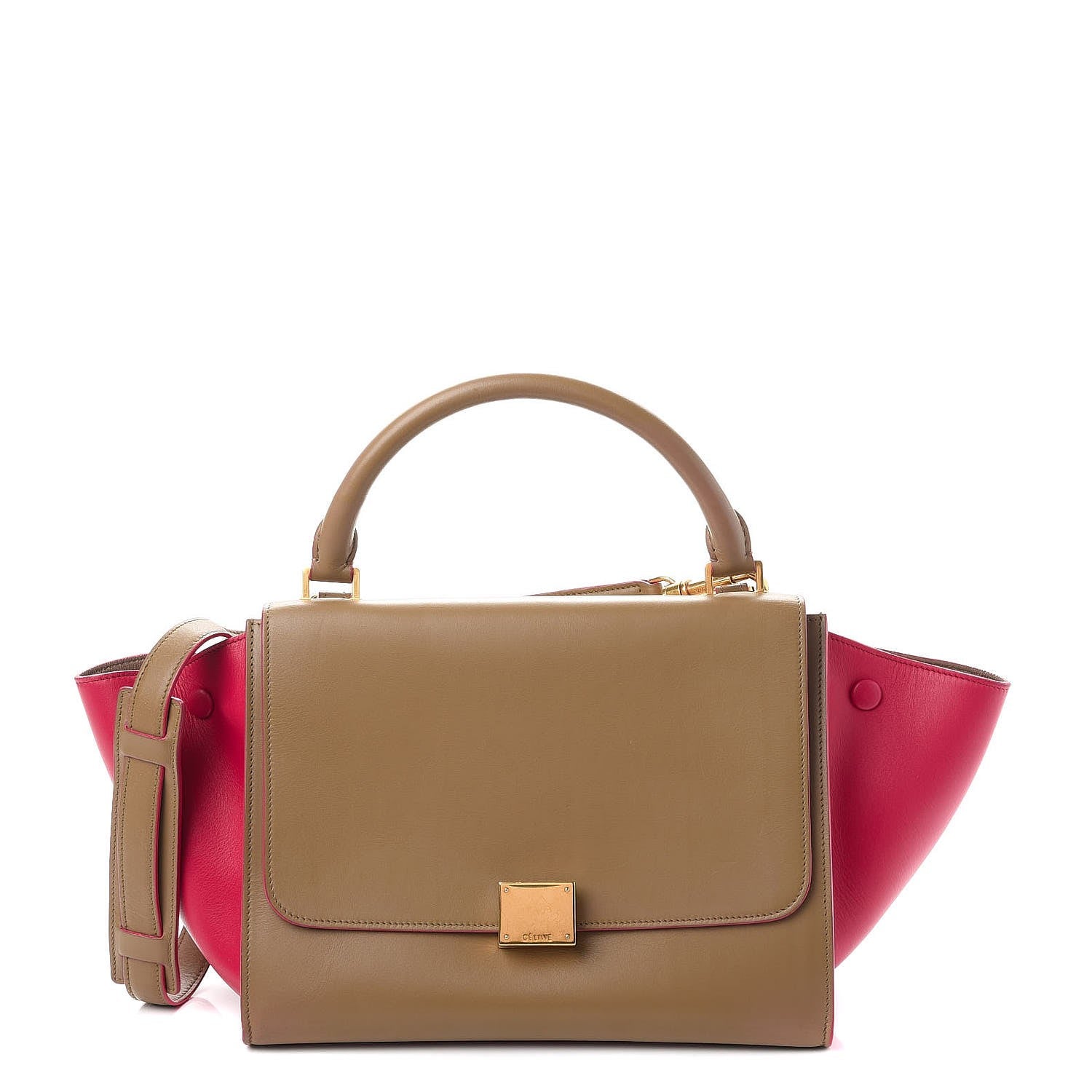 Celine Smooth Calfskin Small Bicolor Trapeze Taupe Fuchsia 1 of 14