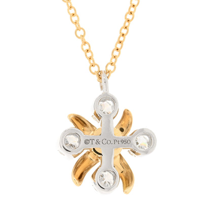 Tiffany Platinum 18K Yellow Gold Diamond Schlumberger Lynn Pendant Necklace 4 of 4
