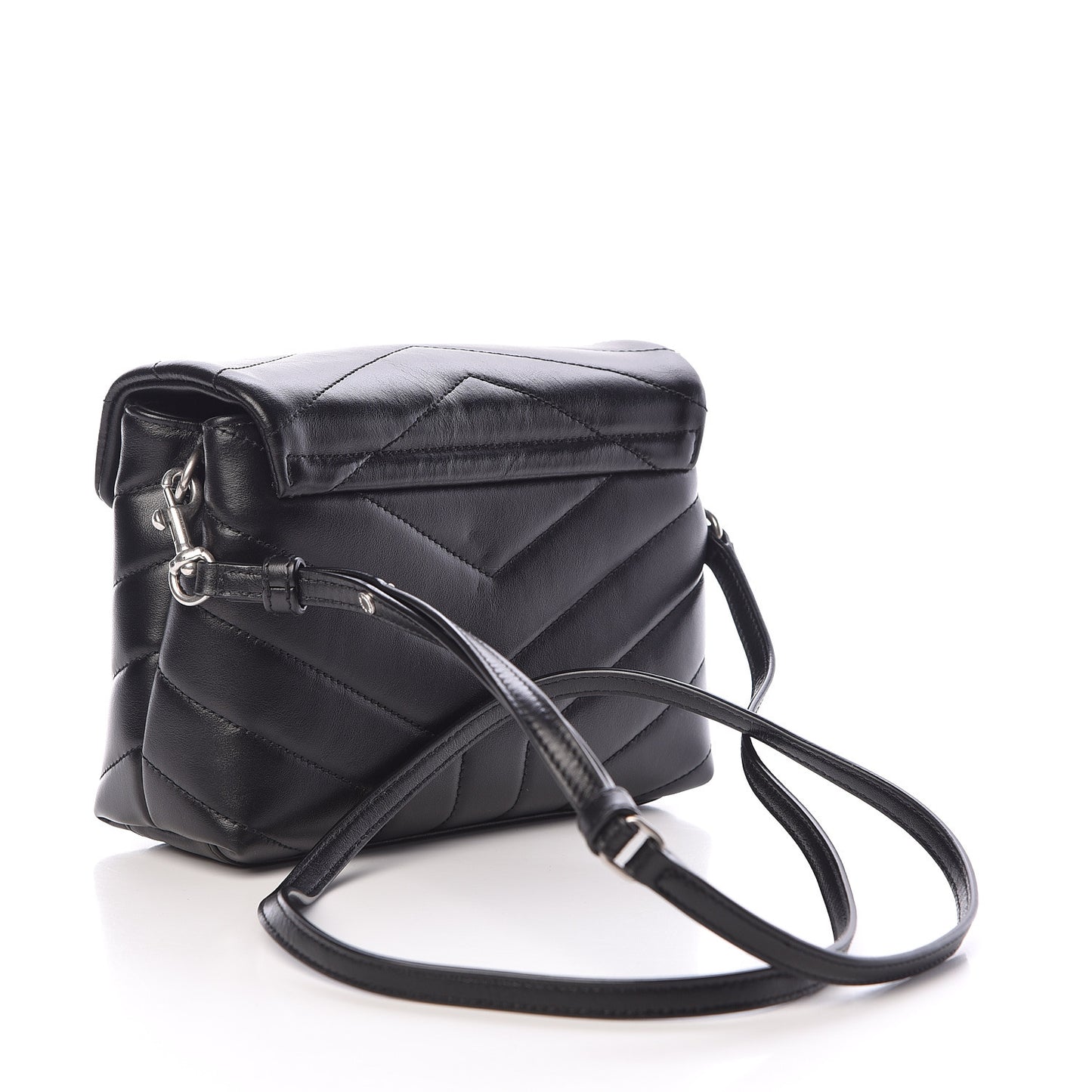 Calfskin Y Quilted Monogram Toy Loulou Crossbody Bag Black