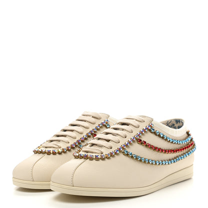 Gucci Calfskin Crystal Womens Falacer Sneakers 36.5 White 3 of 9