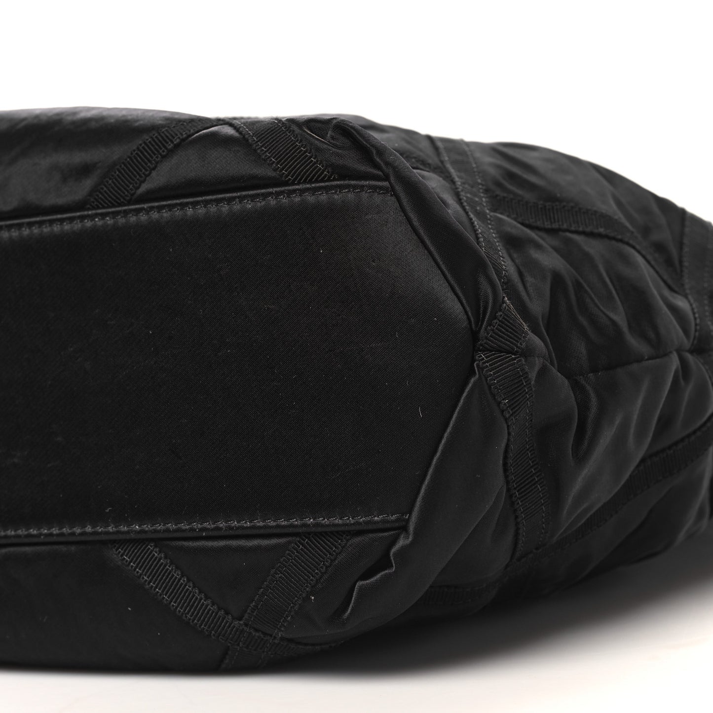 Nylon Grosgrain Quilted Lifestyle Shopping Tote Black