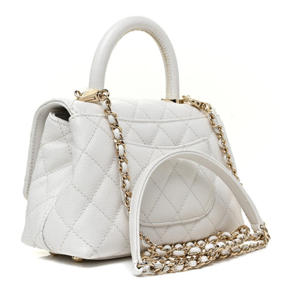 Chanel Caviar Quilted Extra Mini Coco Handle Flap White 3 of 12