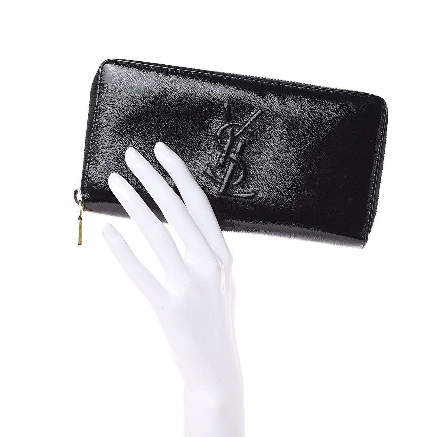 Textured Patent Monogram Belle De Jour Zip Around Wallet Black