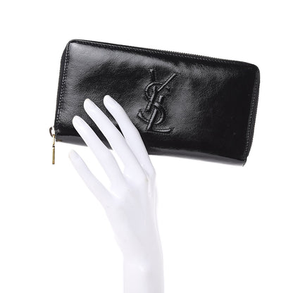 Saint Laurent Textured Patent Monogram Belle De Jour Zip Around Wallet Black 2 of 10