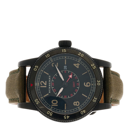 Burberry Stainless Steel Fabric 42mm GMT Utilitarian Quartz Watch Black BU7855 2 of 5