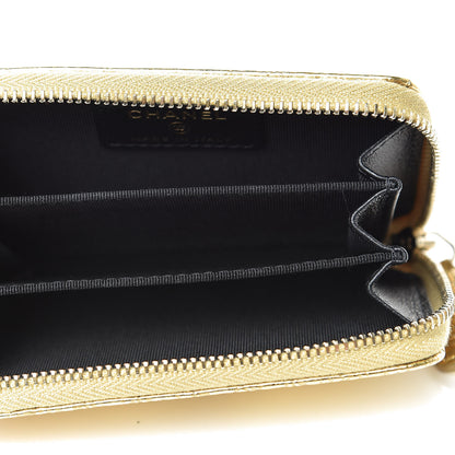 Chanel Metallic Calfskin Crocodile Embossed Cocodile Zip Coin Case Gold 5 of 8