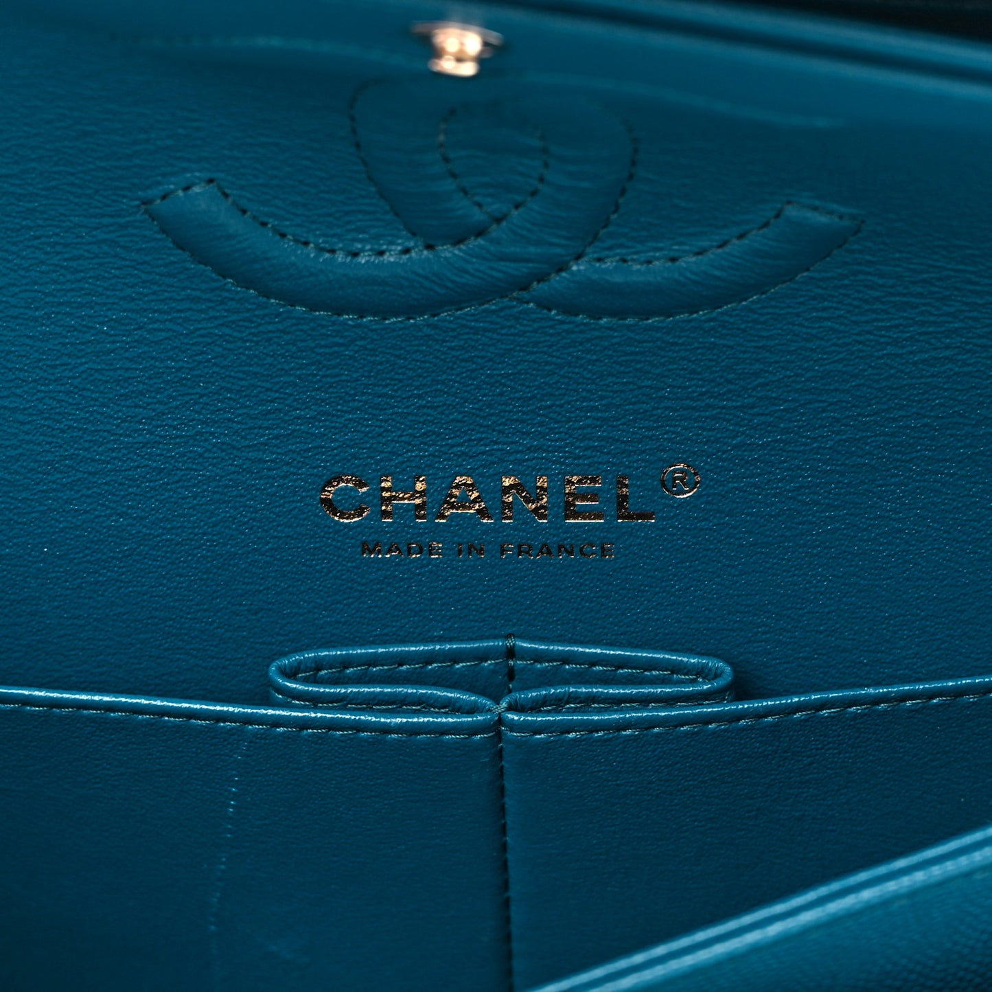 Caviar Quilted Medium Double Flap Dark Turquoise