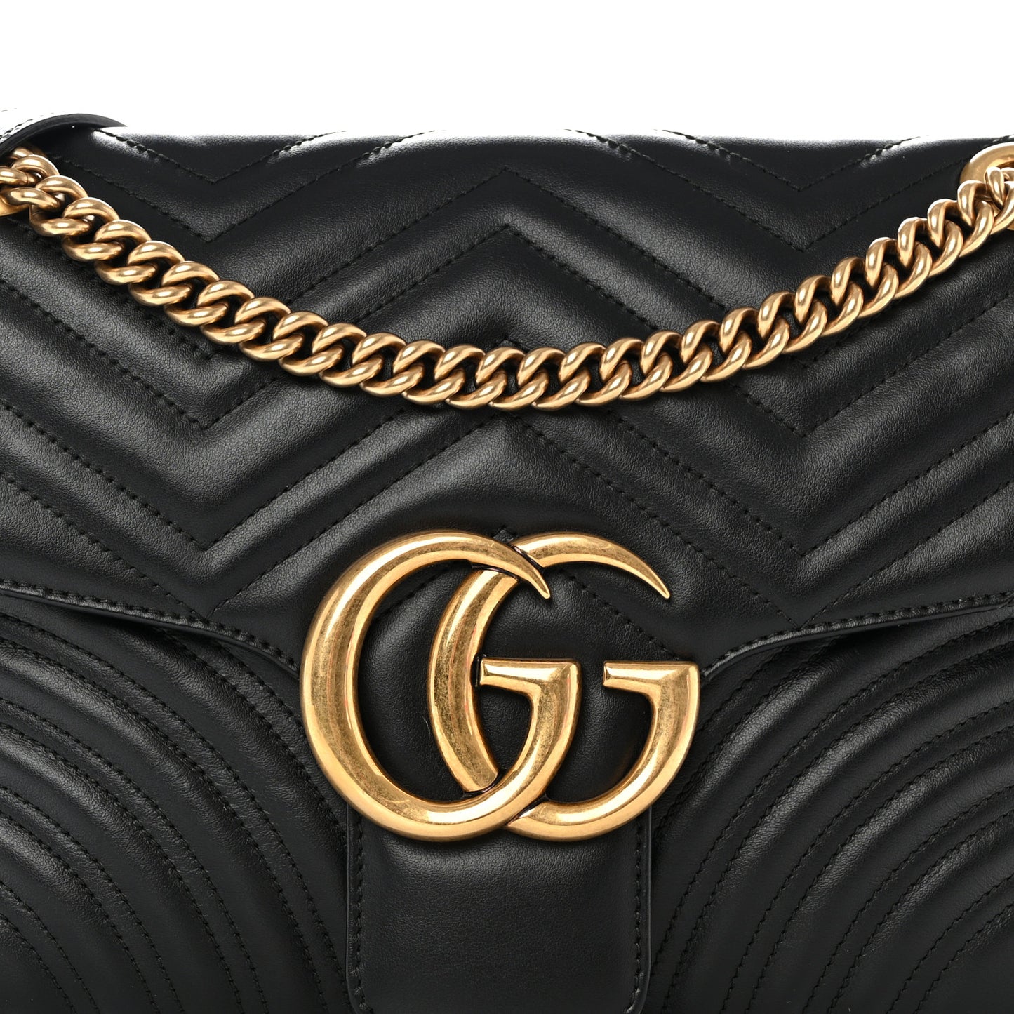 Calfskin Matelasse Medium GG Marmont Shoulder Bag Black