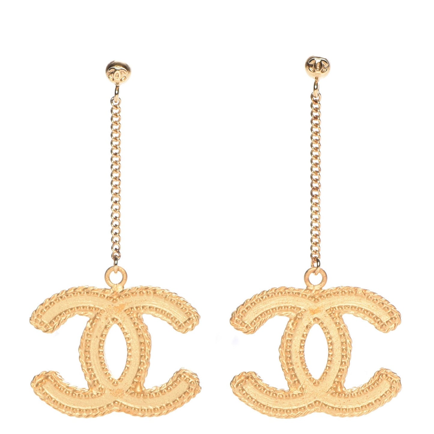CC Drop Earrings Matte Gold