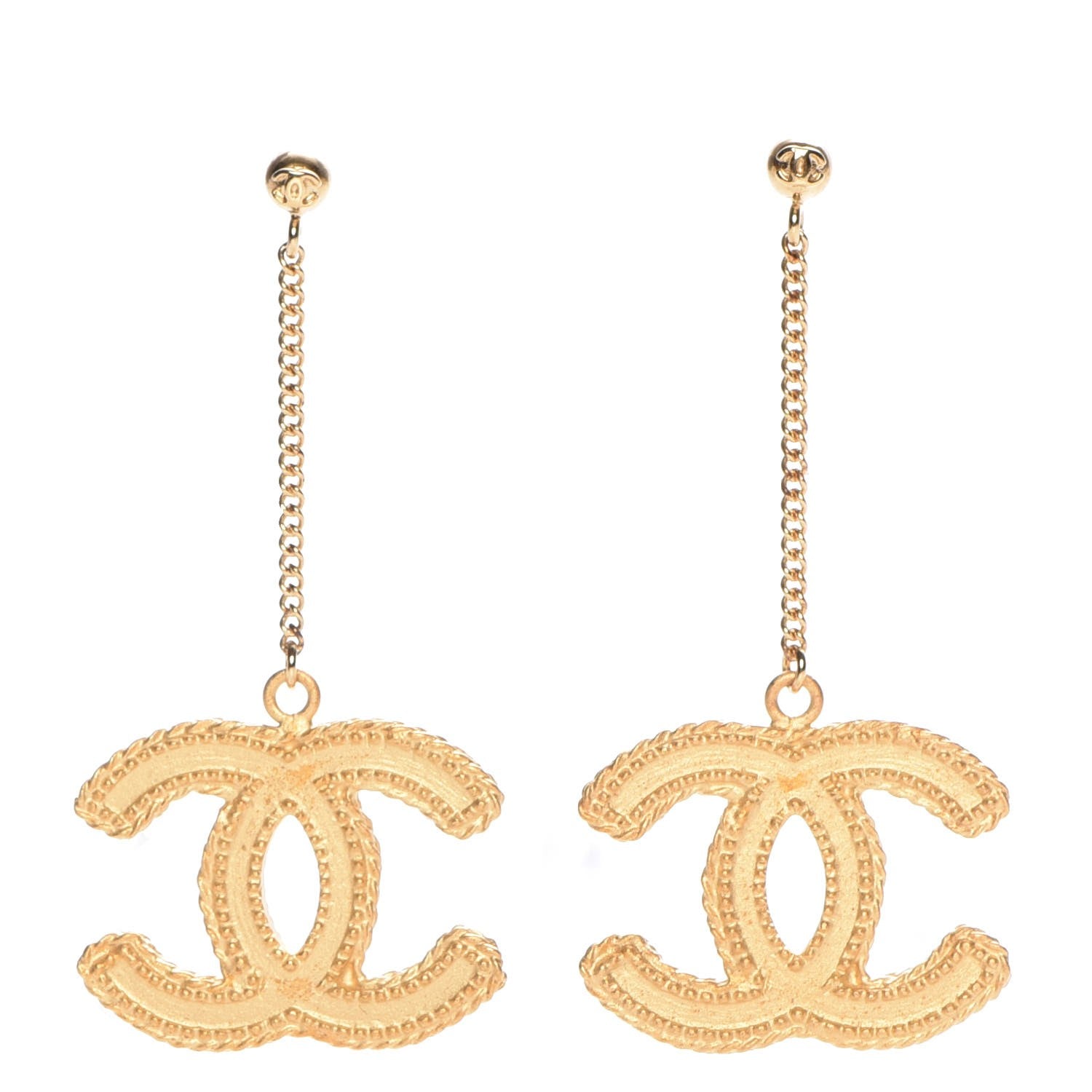 Chanel CC Drop Earrings Matte Gold 1 of 4
