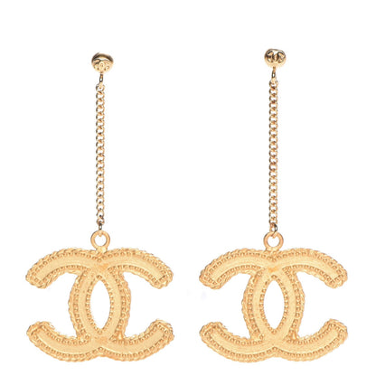 Chanel CC Drop Earrings Matte Gold 1 of 4