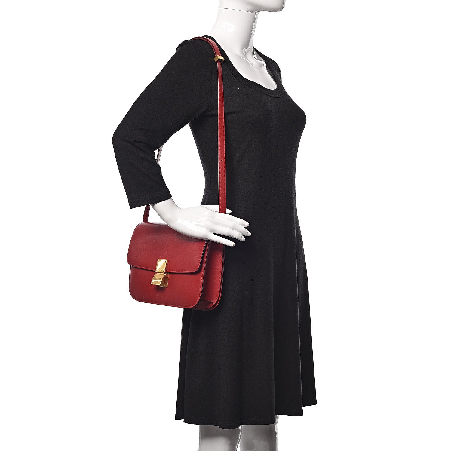 Celine Box Calfskin Medium Classic Box Flap Bag Red 2 of 12