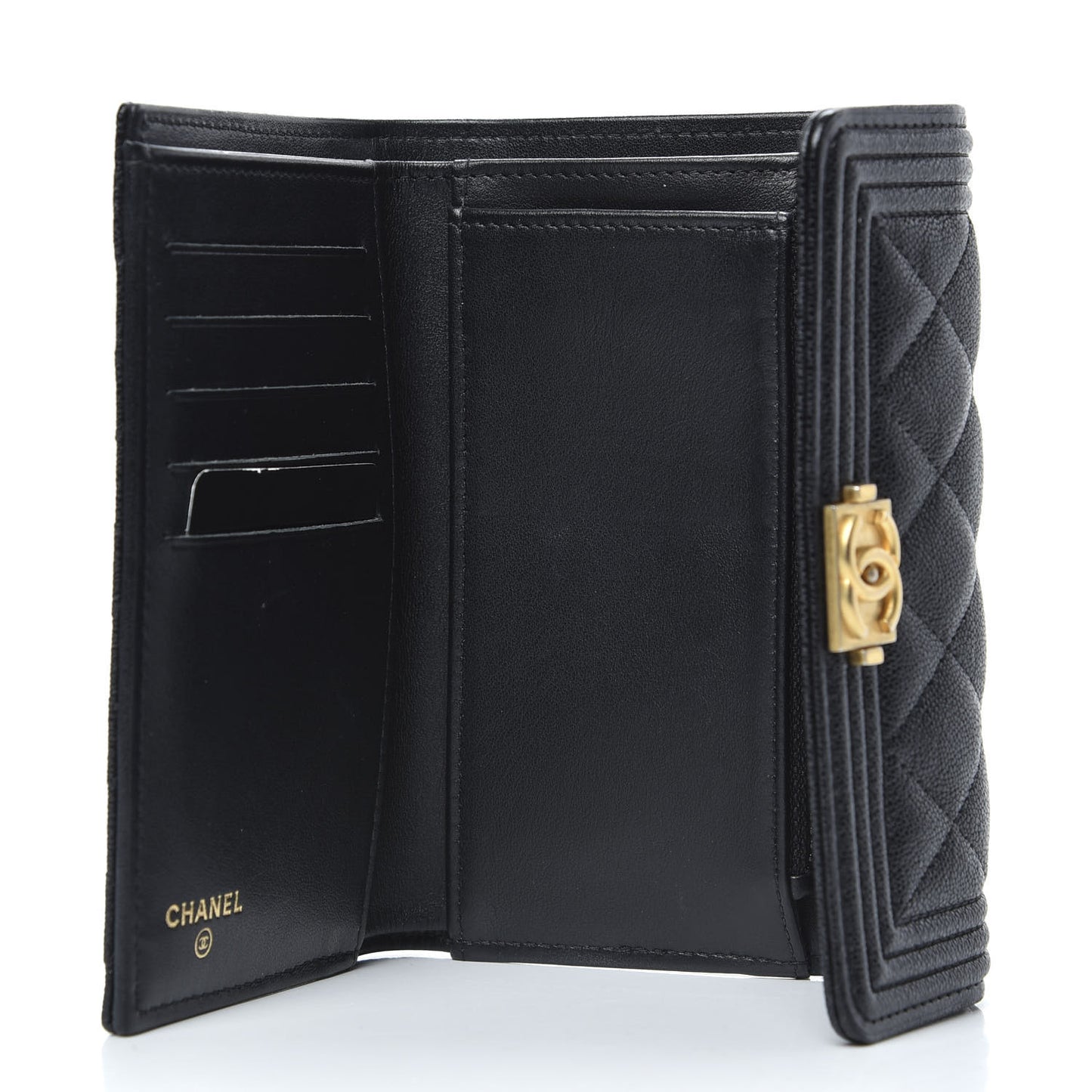 Caviar Quilted Medium Boy Flap Wallet Black