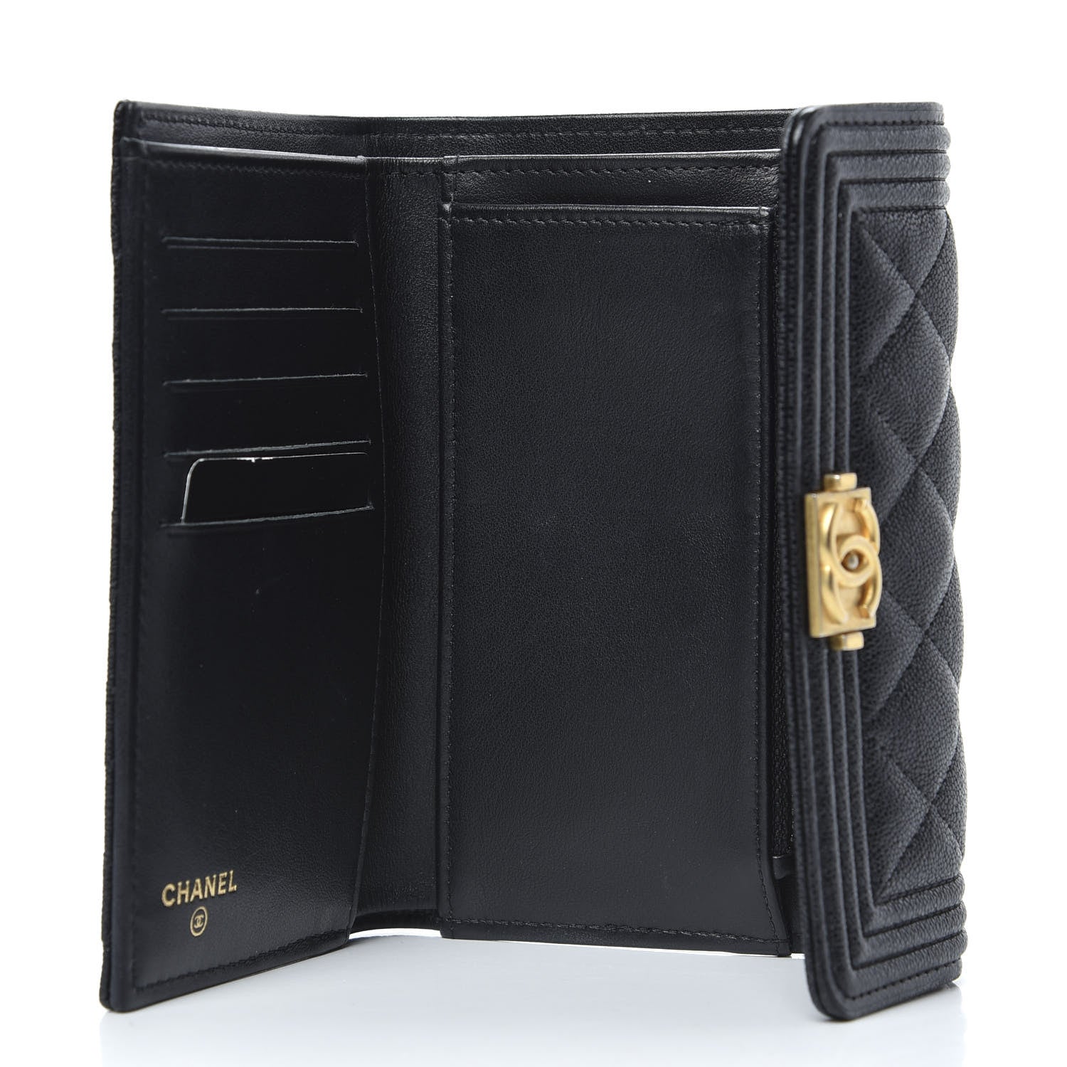 Chanel Caviar Quilted Medium Boy Flap Wallet Black 5 of 10