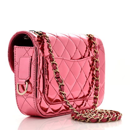 Chanel Mirror Calfskin Metallic Lambskin Quilted Hollywood Boulevard Mini Flap With Star Coin Purse Pink 3 of 10