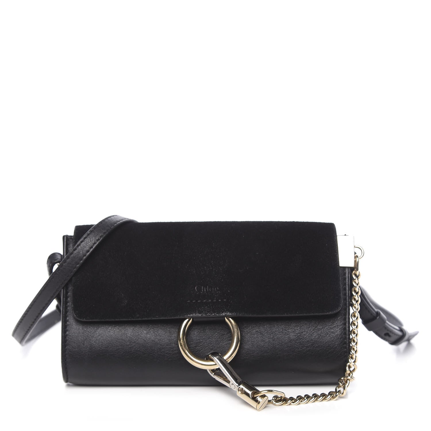 Chloe Suede Calfskin Mini Faye Shoulder Bag Black 1 of 9