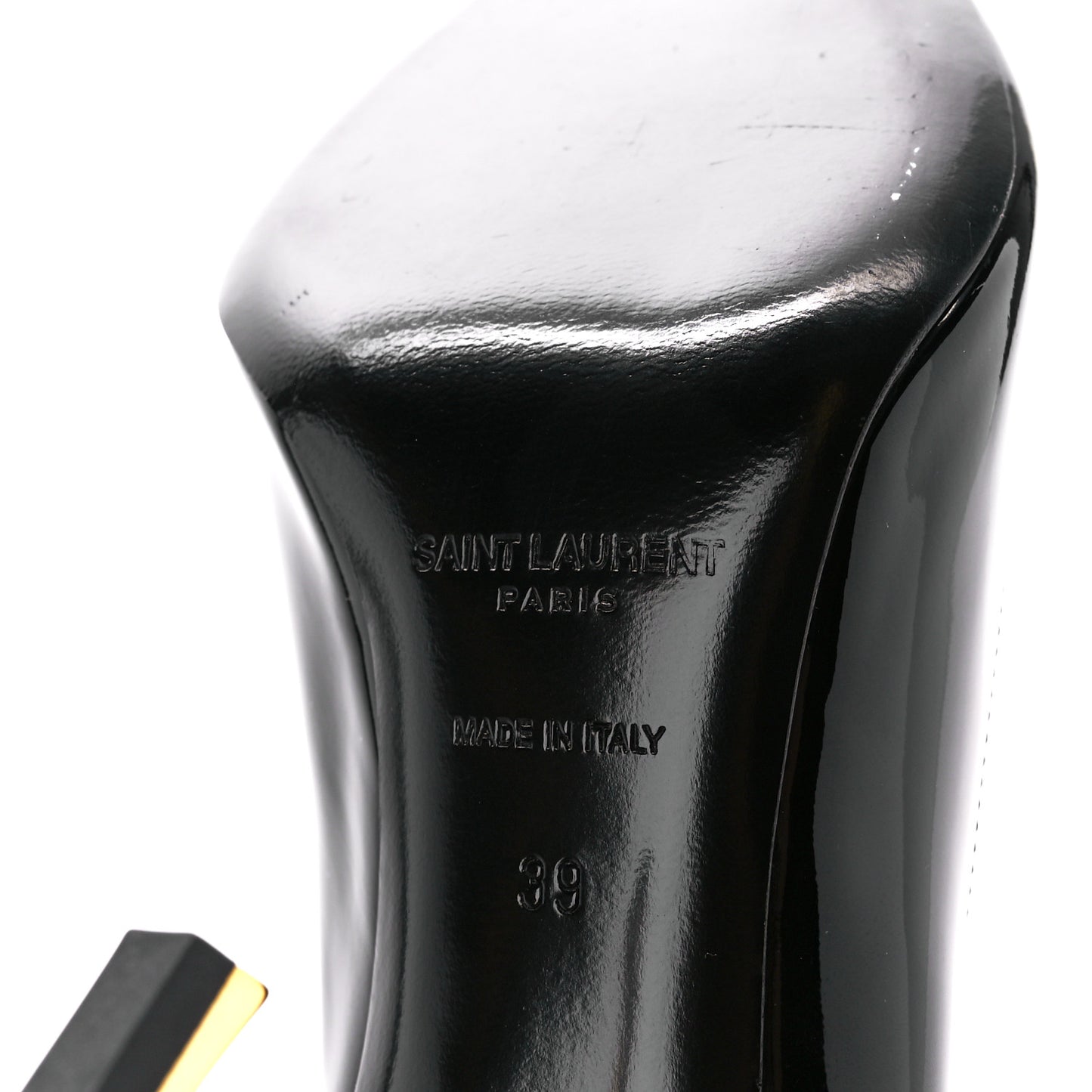 Patent Calfskin Opyum 85 Pumps 39 Black Gold