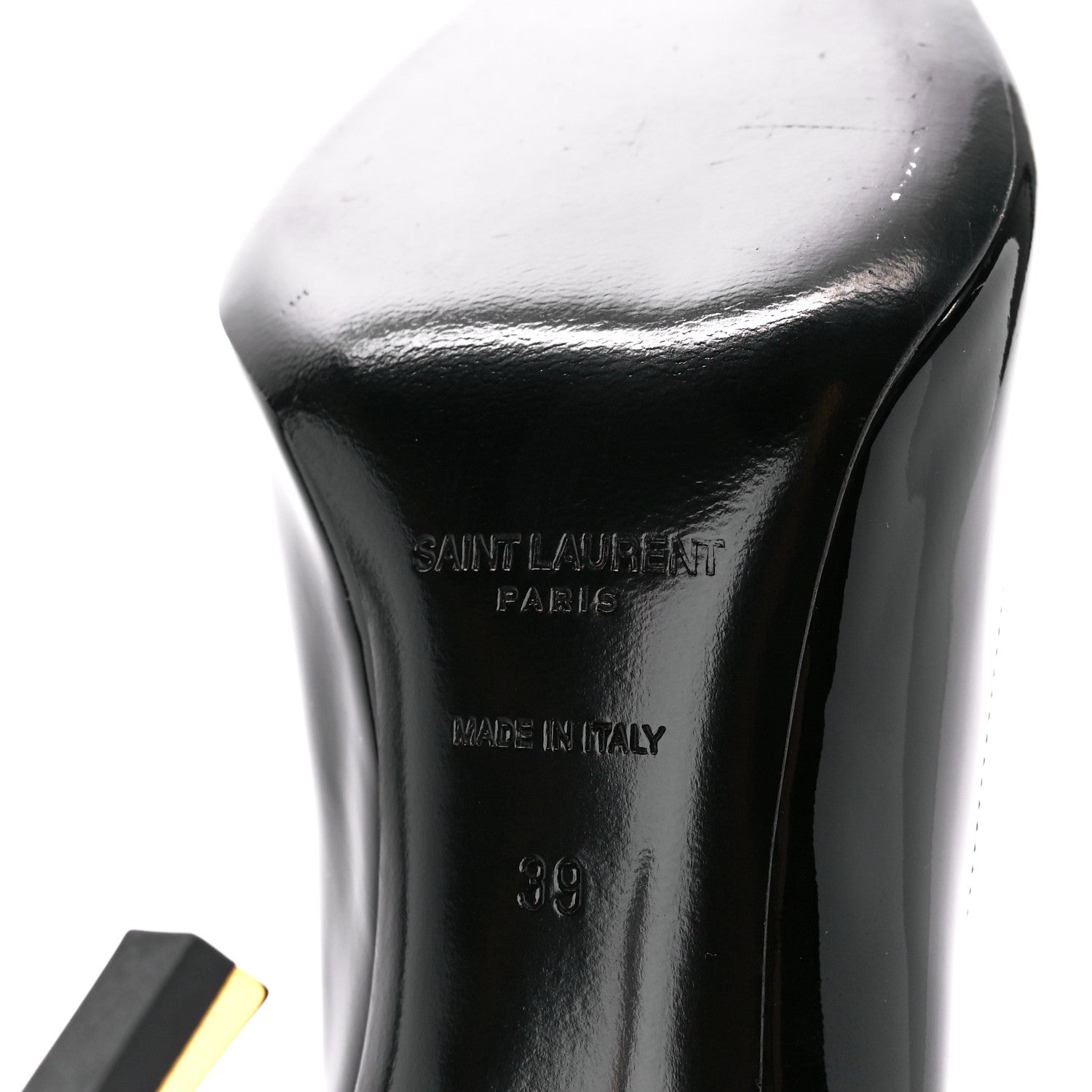 Saint Laurent Patent Calfskin Opyum 85 Pumps 39 Black Gold 6 of 9