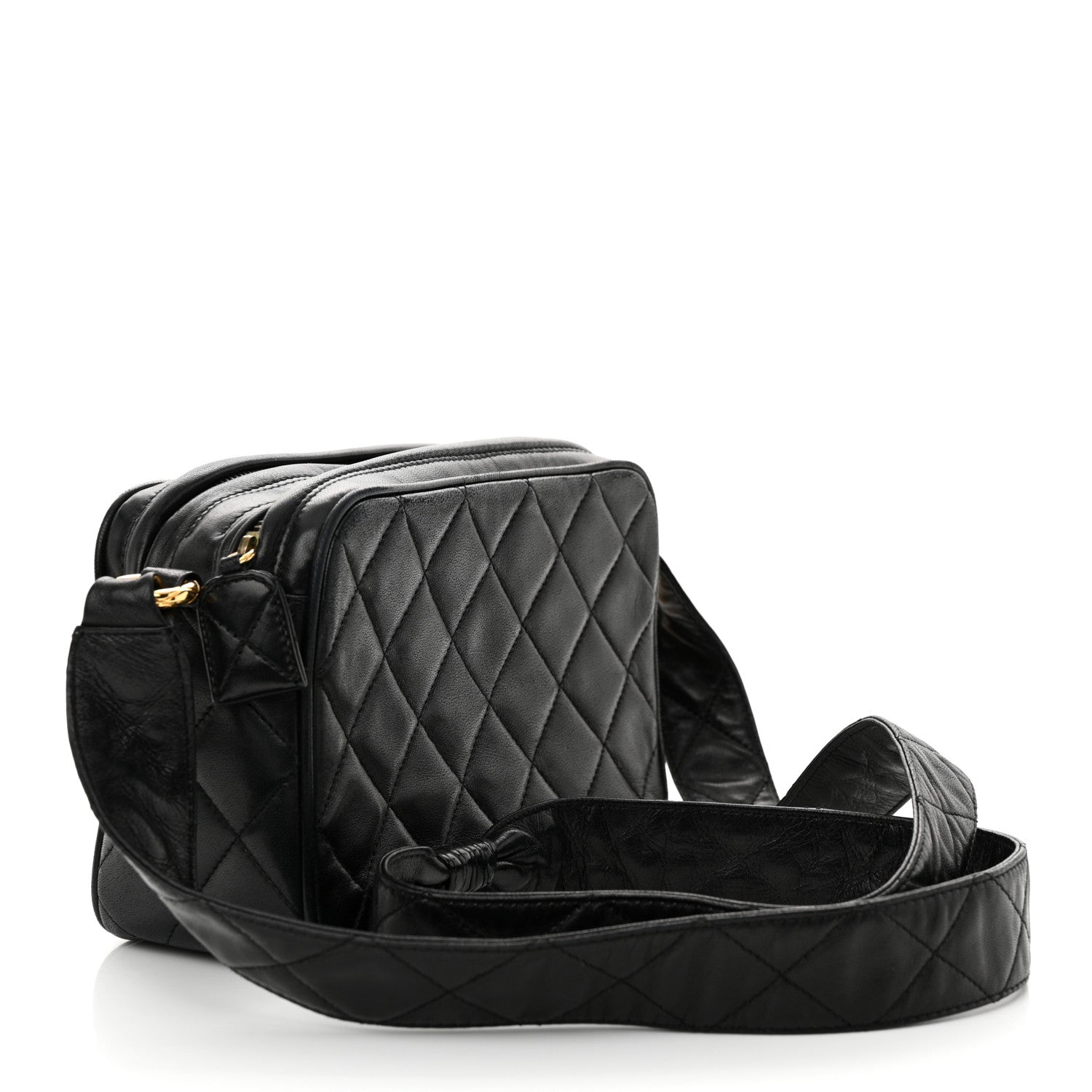 Chanel Lambskin Quilted Small Diamond CC Camera Case Black 3 of 15