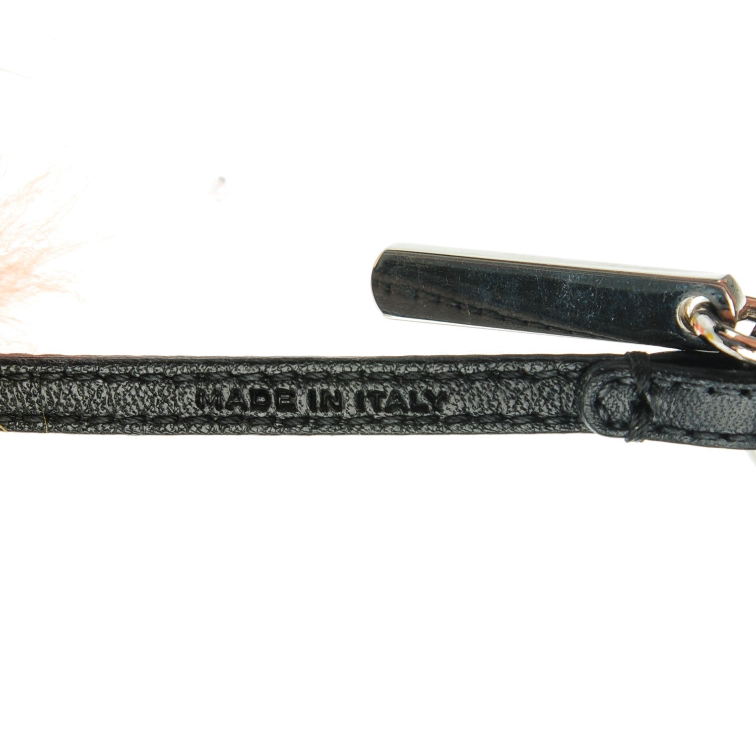 Fendi Fox Mink Goat Fur Mini Karlito Bag Charm White Black Flamingo 4 of 4