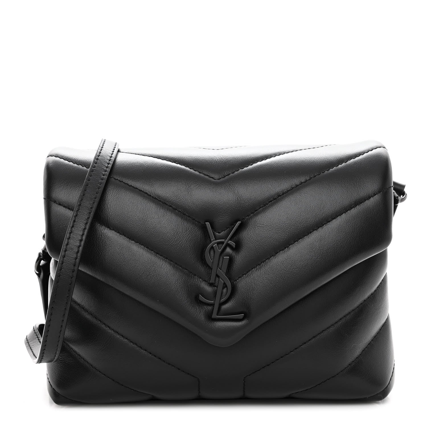 Saint Laurent Calfskin Y Quilted Monogram Monochrome Toy Loulou Crossbody Bag Black 1 of 10