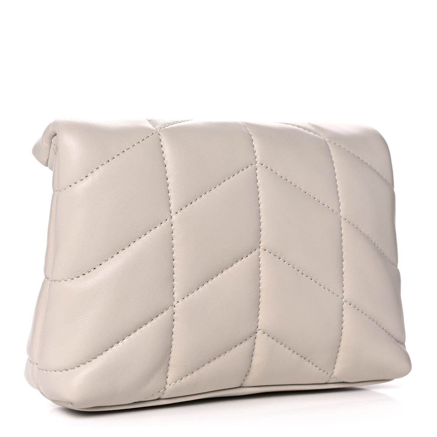 Lambskin Monogram Loulou Puffer Pouch Clutch Crema Soft