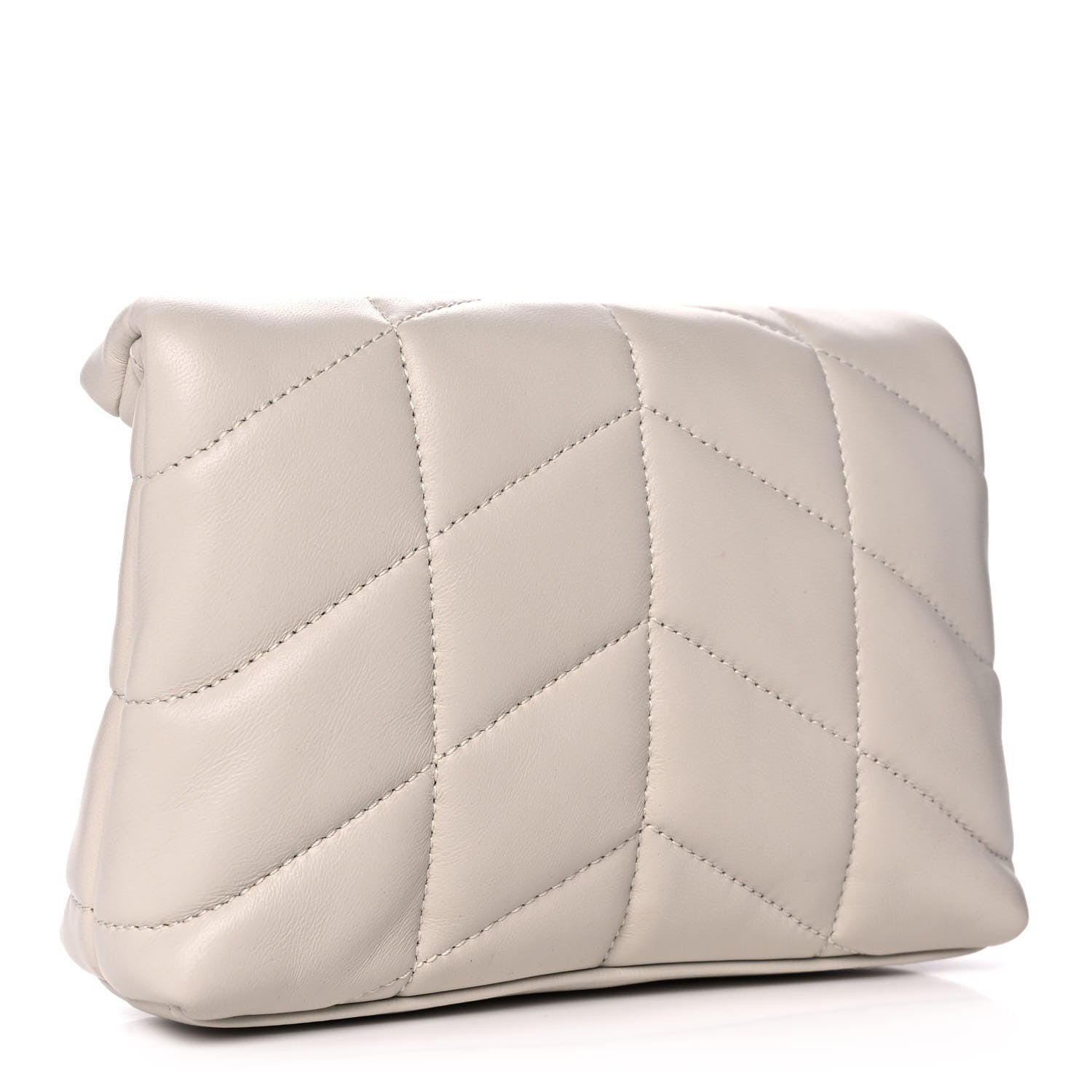 Saint Laurent Lambskin Monogram Loulou Puffer Pouch Clutch Crema Soft 3 of 10