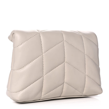 Saint Laurent Lambskin Monogram Loulou Puffer Pouch Clutch Crema Soft 3 of 10