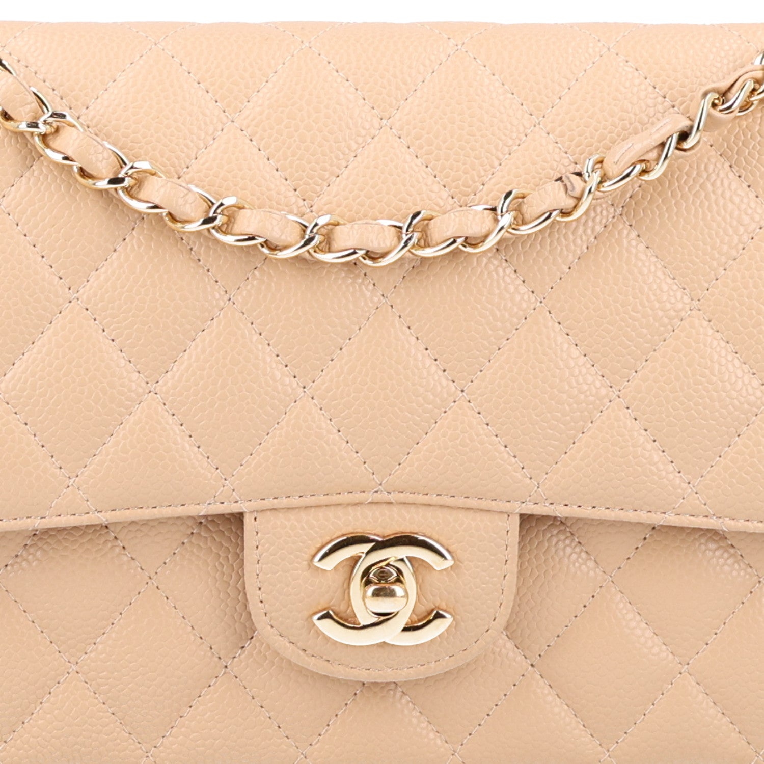 Chanel Caviar Quilted Medium Double Flap Beige 9 of 11